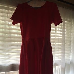 Lularoe Amelia solid red textured pattern size L